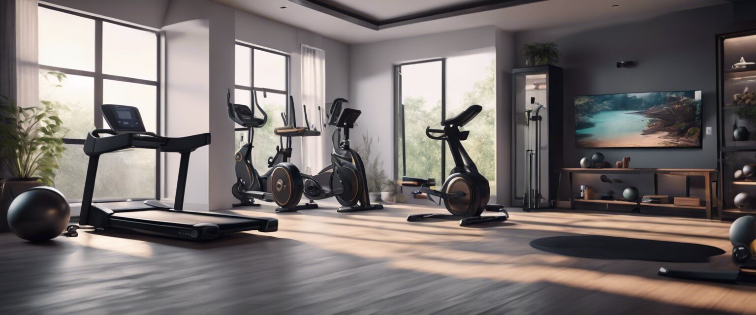 Smart home gym equipment showcasing technological features